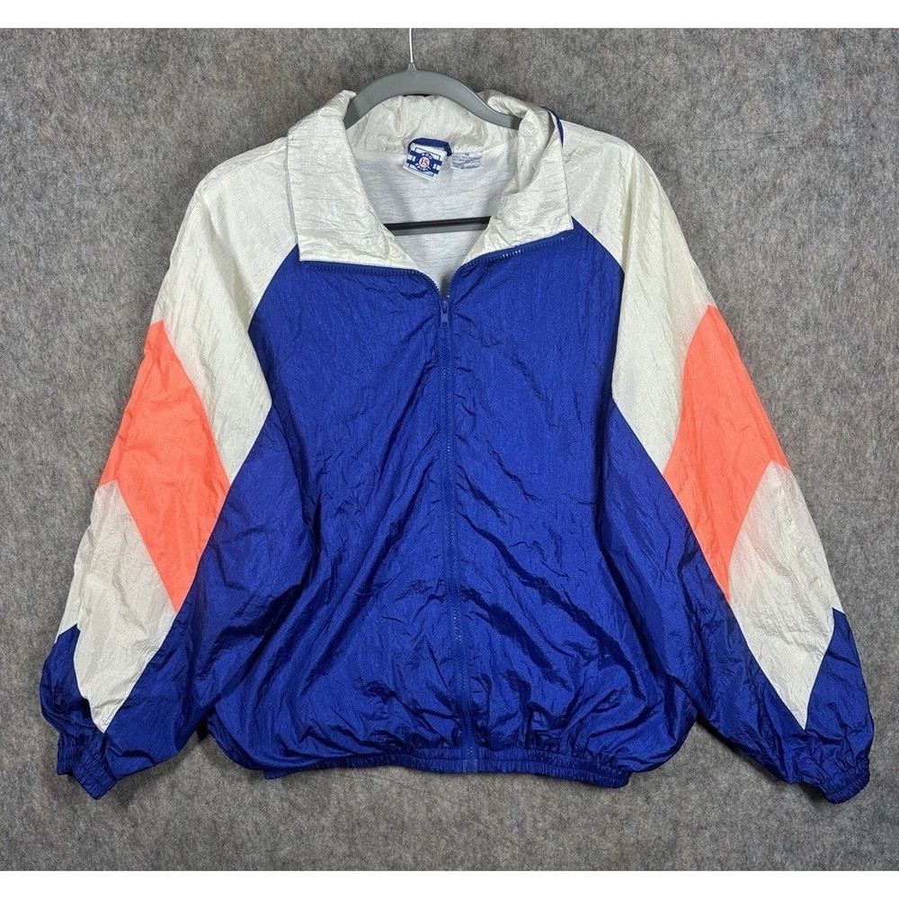 Vintage 90s Pro Spirit Colorblock Windbreaker Jacket Blue Neon Mens M USA